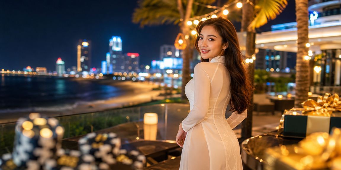 Người chơi mặc áo dài trải nghiệm casino tại Đà Nẵng trên pa02